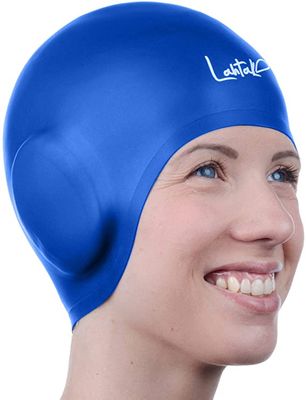 Schwim Extra große Badekappe Damen Herren Lahtak Badekappe für Lange Haare 