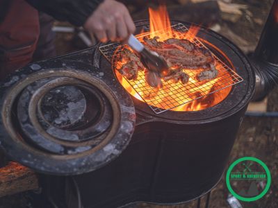 Mini Camping Holzofen zum Kochen verwenden